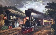 Fanny Palmer The Lightning Express Trains Leaving the junction china oil painting reproduction